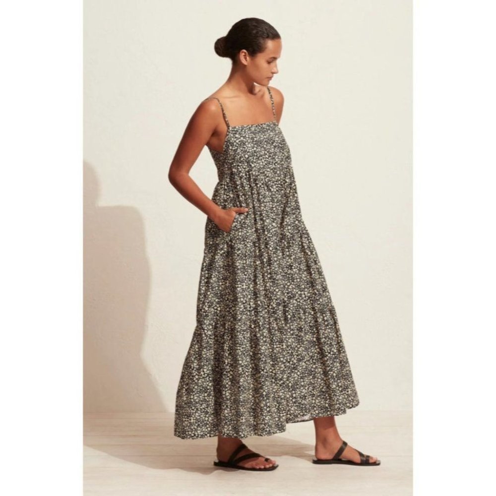 Matteau Tiered Empire Tiered Maxi Dress Golden  Primrose Ditsy Floral Size 8 - Picture 6 of 16
